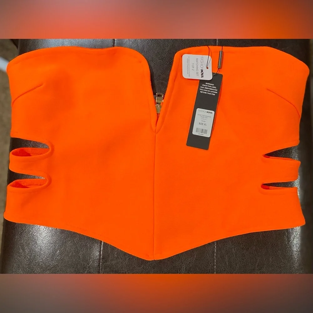 FASHION NOVA Good Time Bandage Short Set Orange XL - Picture 4 of 9